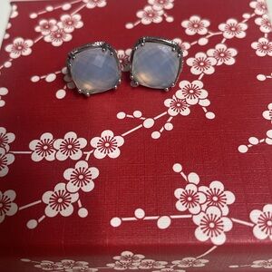 TACORI 925 Silver 18K gold Chalcedony Cushion Cut  Stud Earrings